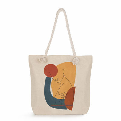 Women's Large Tote Bag Custom Canvas Reusable Shopping Bag with Print Pattern