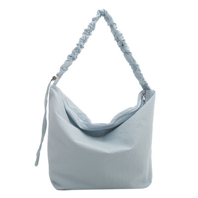 Large Capacity Nylon Crossbody Pleated Drawstring Shoulder Bag for Women Shopping Bags