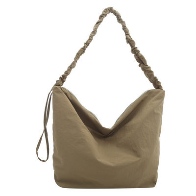 Large Capacity Nylon Crossbody Pleated Drawstring Shoulder Bag for Women Shopping Bags