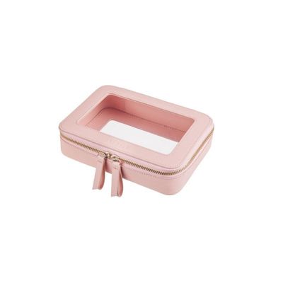 Pink Leather Cosmetic Bag with Acceptable OEM/ODM and Solid Pattern Type