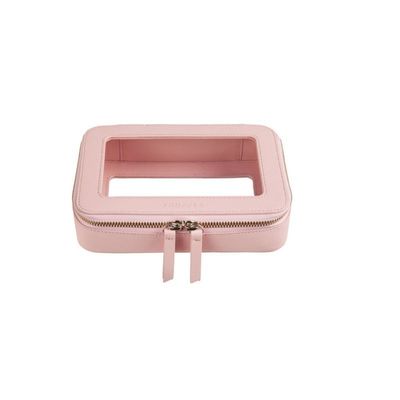 Pink Leather Cosmetic Bag with Acceptable OEM/ODM and Solid Pattern Type