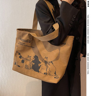Custom Size Polyester Lined Fashion Canvas Shopper Bag for Women Shopping
