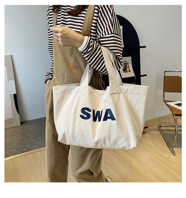 Eco Custom Large Canvas Tote Bag Cross Body Cotton Bag with Pocket and Zipper