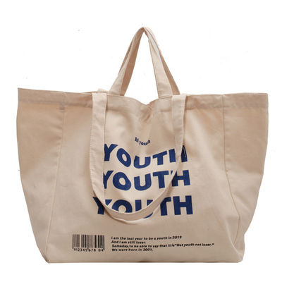Open Closure Thickened Recyclable Plain Cotton Canvas Shopping Tote Bag With Custom Printed Logo