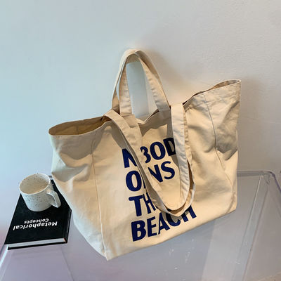 Open Closure Thickened Recyclable Plain Cotton Canvas Shopping Tote Bag With Custom Printed Logo