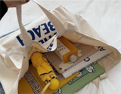 Open Closure Thickened Recyclable Plain Cotton Canvas Shopping Tote Bag With Custom Printed Logo