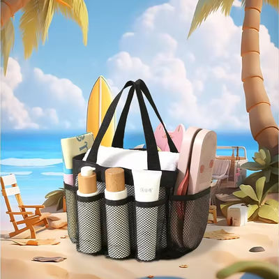 Summer Essential Mesh Beach Tote Bag with Multiple Pockets and Customized Color