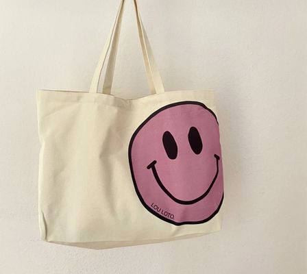 Large Cotton Canvas Tote Bags With Pocket And Zipper In Ostrich Pattern With Material
