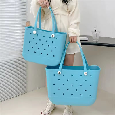 PVC Lining Material Custom Summer Rubber Totes Large Fashion Eva Plastic Silicone Bag