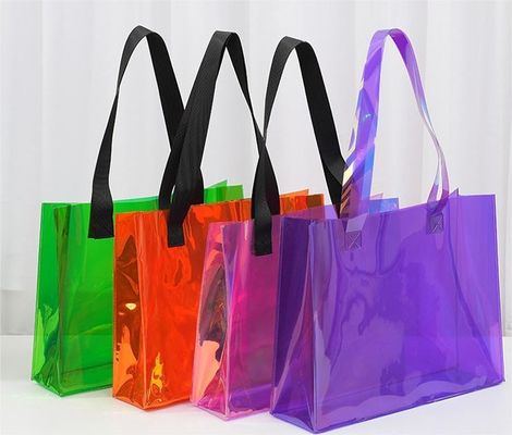 Custom Logo Transparent Waterproof Neon Candy Color PVC Tote Bag for Advertising