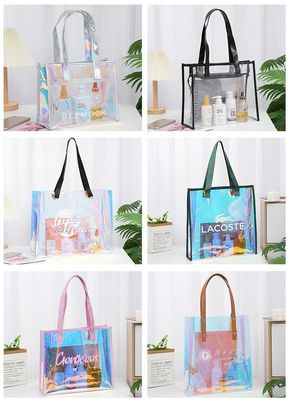 Custom Logo Transparent Waterproof Neon Candy Color PVC Tote Bag for Advertising