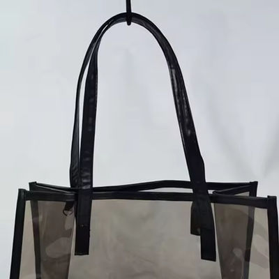 Customized Logo Pvc Zipper Bag for Party Black Pvc Tote Shopping Bag