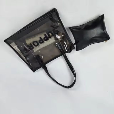 Customized Logo Pvc Zipper Bag for Party Black Pvc Tote Shopping Bag