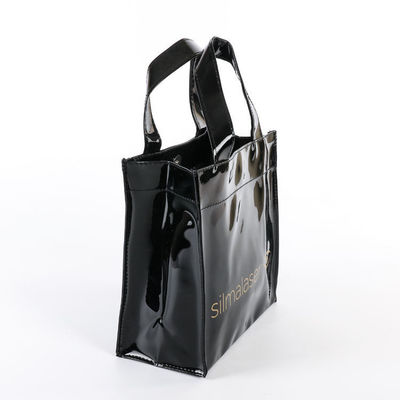 Custom Fashionable Print Design Glossy Mirror Tote Handle Shopping Bag With Logo Waterproof PVC Tote Bag