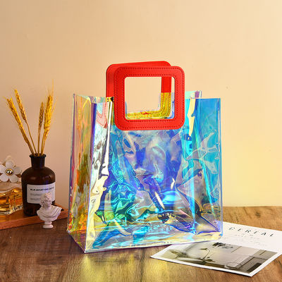 Travel and Outgoing Laser Holographic Iridescent Pvc Shoulder Beach Tote Bag for Custom Logo