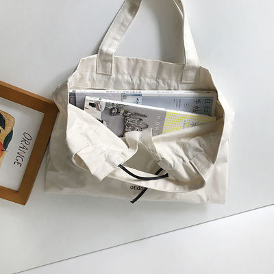 Polyester Lining Material Custom Logo Printed Linen Cotton Canvas Drawstring Tote Bag