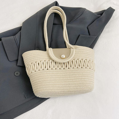 Gender-Neutral Summer Beach Embroidery Straw Tote Bag for Customized Women
