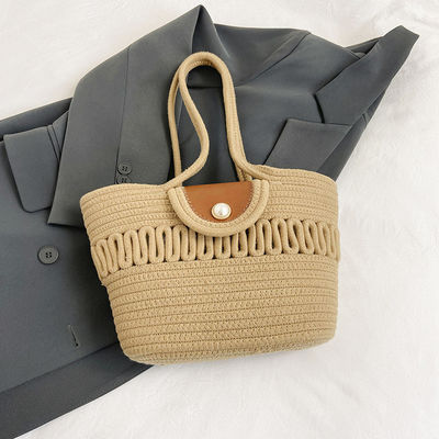 Gender-Neutral Summer Beach Embroidery Straw Tote Bag for Customized Women
