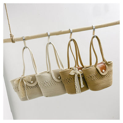 Gender-Neutral Summer Beach Embroidery Straw Tote Bag for Customized Women