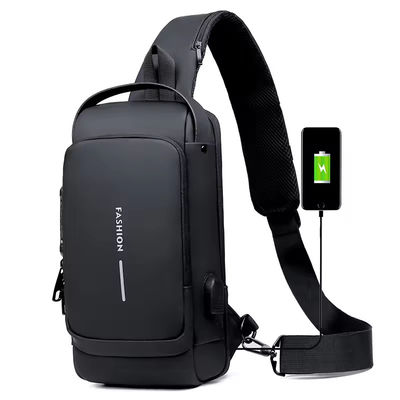 Daily Life Sling Shoulder Bags 2024 Fashion Waterproof Chest Bag USB Men Crossbody Bag