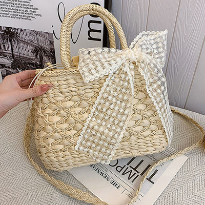 2024 Shoulder Bags Tote Bag Mexico French Basket Straw Weave Beach Bags Women Striped