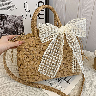 2024 Shoulder Bags Tote Bag Mexico French Basket Straw Weave Beach Bags Women Striped