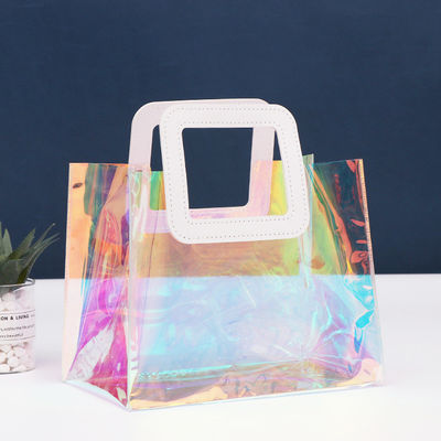 Customized Color PVC Shopping Bag Luxury Waterproof Holographic Clear Tote for Women