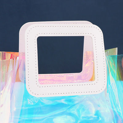 Customized Color PVC Shopping Bag Luxury Waterproof Holographic Clear Tote for Women