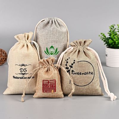 Cartoon Pattern Custom Diy Environmental Protection Hemp Fashion Linen Drawstring Bag