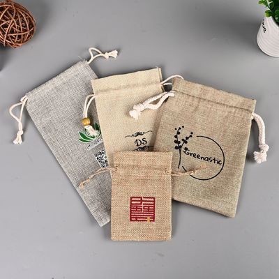 Cartoon Pattern Custom Diy Environmental Protection Hemp Fashion Linen Drawstring Bag