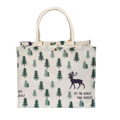 Large Eco Cotton Linen Handbags Hessian Hemp Jute Tote Bags with Customized Design