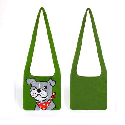 Handmade Knitted Bag Bright Color Back Woven Neoprene Pu Weave Bag for Medium Size
