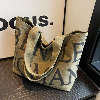 Handled Style Women's Explosion Tote Bag with Trendy Letters Print and Large Capacity