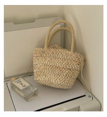 Handled Style Fashion Women's Large Capacity Beach Straw Handbag Woven Knitted Crochet Tote Polyester
