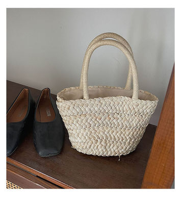 Handled Style Fashion Women's Large Capacity Beach Straw Handbag Woven Knitted Crochet Tote Polyester
