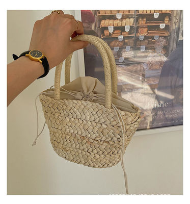 Handled Style Fashion Women's Large Capacity Beach Straw Handbag Woven Knitted Crochet Tote Polyester