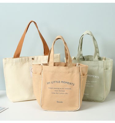 Customized Color Plain Cotton Canvas Reusable Women Shopping Tote Bag for Medium Size