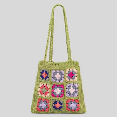 OEM/ODM Acceptable Crochet Women Shoulder Bags Granny Square Tote Bag Knitted Handbags