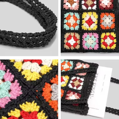 OEM/ODM Acceptable Crochet Women Shoulder Bags Granny Square Tote Bag Knitted Handbags