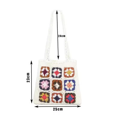OEM/ODM Acceptable Crochet Women Shoulder Bags Granny Square Tote Bag Knitted Handbags