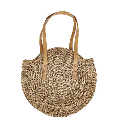 Crochet Handbag Women Large Summer Round Customized Color Moroccan Paper Sea Beach Tote Straw Bag