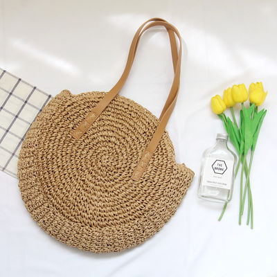 Crochet Handbag Women Large Summer Round Customized Color Moroccan Paper Sea Beach Tote Straw Bag