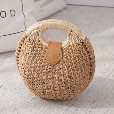 Women Summer Natural Raffia Straw Bag Shell Shape Rattan Straw Tote for Beach Vacation