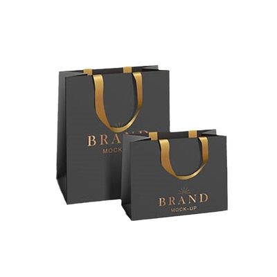 Luxury Clothing Retail Gift Shopping Black Jewellery Paper Bag With Customized Color