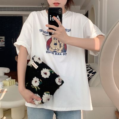 Japanese Style Embroideries Plush Storage Bag High Sense Toiletries Bag for Cosmetics