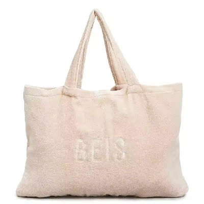Women Towel Tote Bag Custom Embroidered Large Pink Terry Cloth Carry Shopping Beach Bag