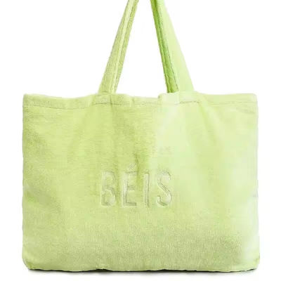 Women Towel Tote Bag Custom Embroidered Large Pink Terry Cloth Carry Shopping Beach Bag