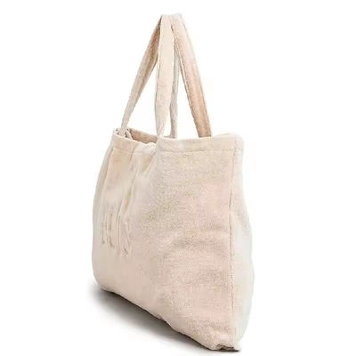Women Towel Tote Bag Custom Embroidered Large Pink Terry Cloth Carry Shopping Beach Bag