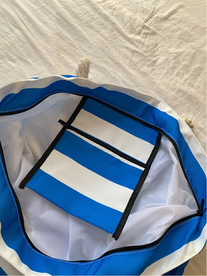 2024 Waterproof Shopping Bag for Women Universal Blue Striped Design Customized Color