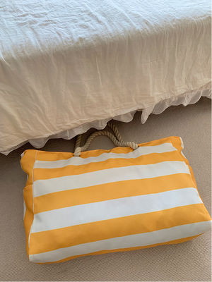 2024 Waterproof Shopping Bag for Women Universal Blue Striped Design Customized Color